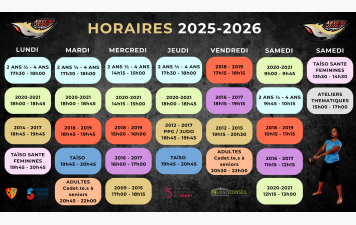 Les horaires 2025-2026