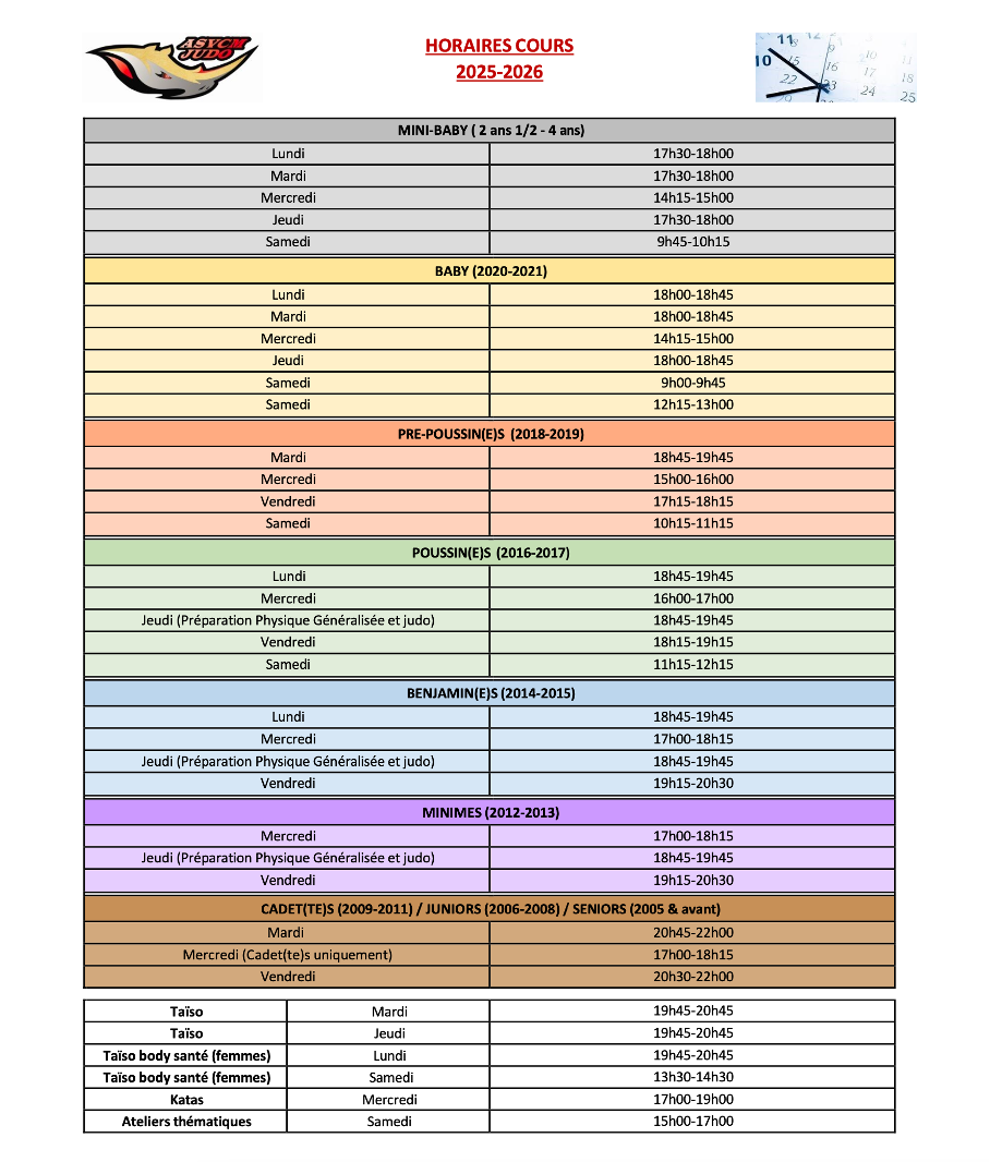 Horaires 2025-2026