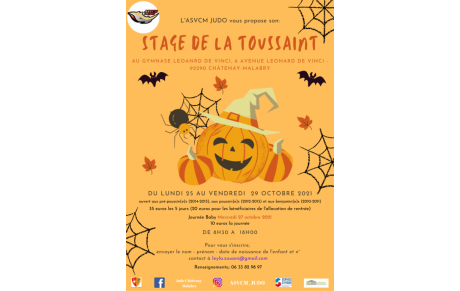 Stage de la Toussaint du 25 au 29 octobre 2021